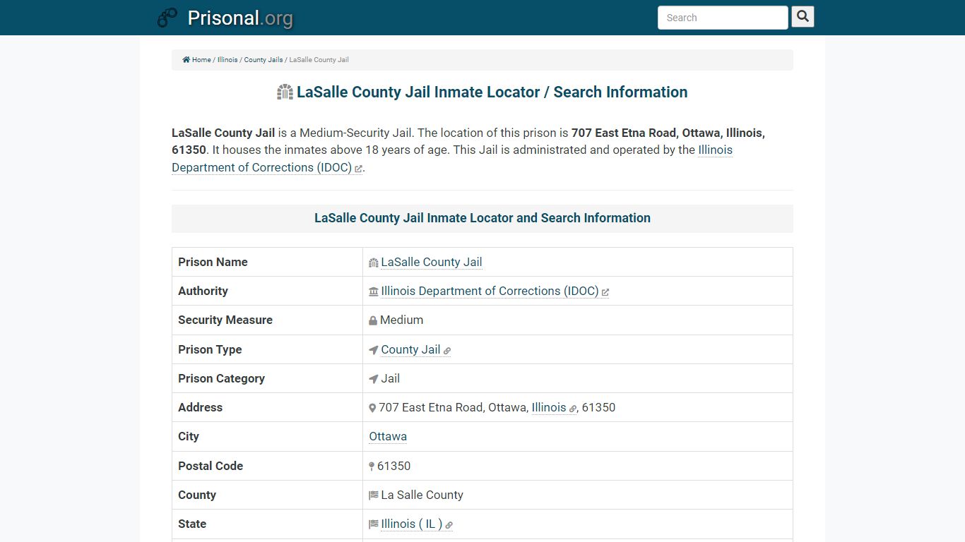 LaSalle County Jail-Inmate Locator/Search Info, Phone, Fax ...